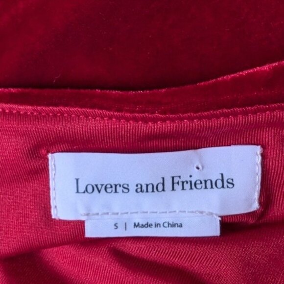 Lovers and Friends Red Velvet Edith Gown S Rhinestone Crystal Bows Cut Out Glam - Picture 7 of 9